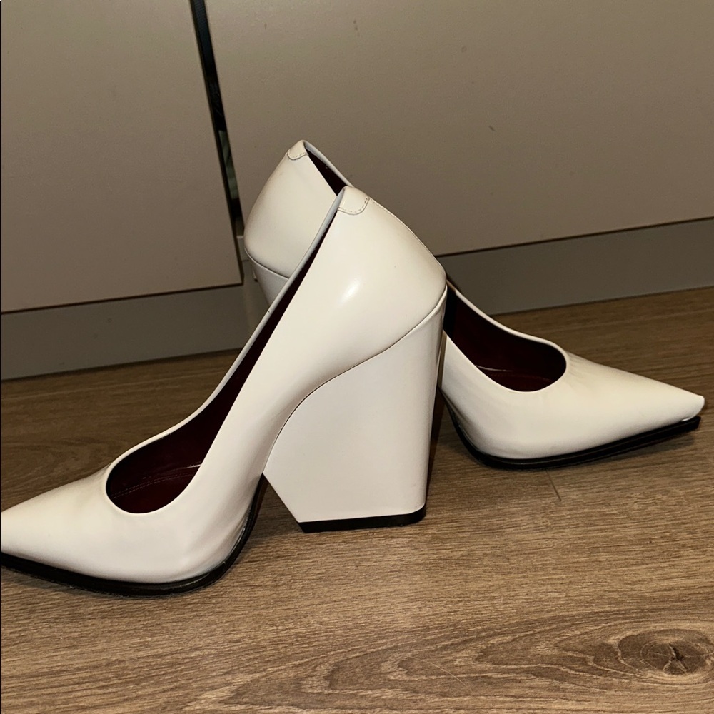Celine White Wedge Heels size 35.5 - Picture 4 of 8